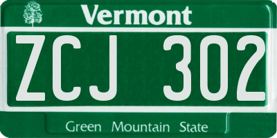 VT license plate ZCJ302