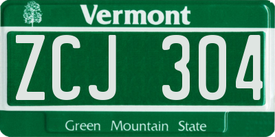 VT license plate ZCJ304