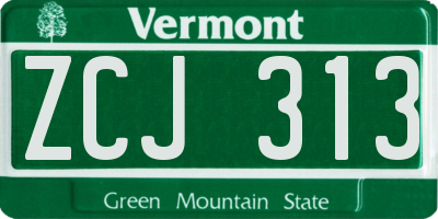 VT license plate ZCJ313
