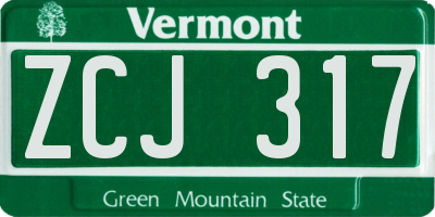 VT license plate ZCJ317