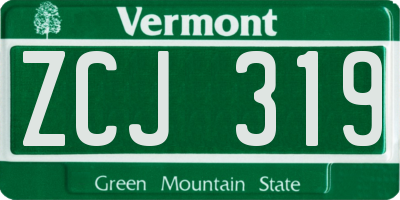 VT license plate ZCJ319