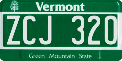 VT license plate ZCJ320