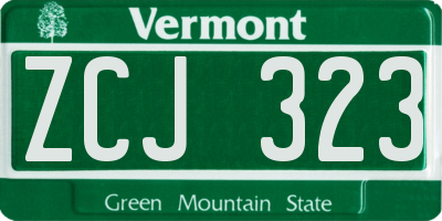 VT license plate ZCJ323
