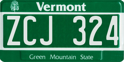 VT license plate ZCJ324
