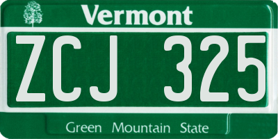 VT license plate ZCJ325
