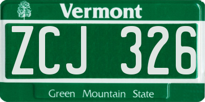 VT license plate ZCJ326