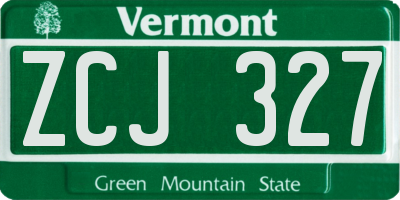 VT license plate ZCJ327