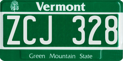 VT license plate ZCJ328