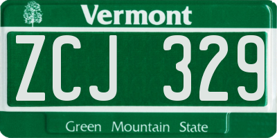 VT license plate ZCJ329