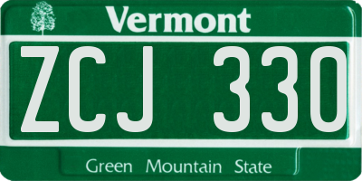 VT license plate ZCJ330