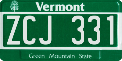 VT license plate ZCJ331