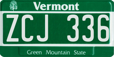 VT license plate ZCJ336