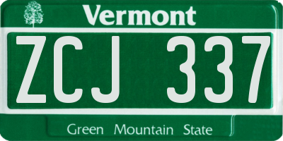 VT license plate ZCJ337