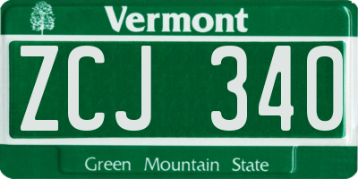 VT license plate ZCJ340