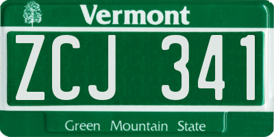 VT license plate ZCJ341