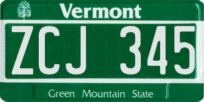 VT license plate ZCJ345