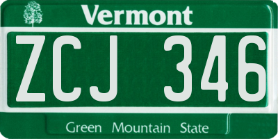VT license plate ZCJ346