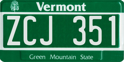 VT license plate ZCJ351