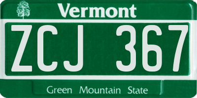 VT license plate ZCJ367