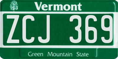 VT license plate ZCJ369