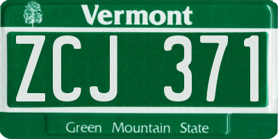 VT license plate ZCJ371