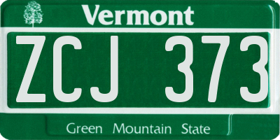 VT license plate ZCJ373