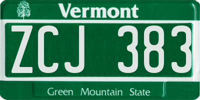 VT license plate ZCJ383