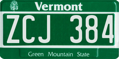 VT license plate ZCJ384