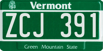 VT license plate ZCJ391