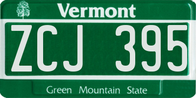 VT license plate ZCJ395