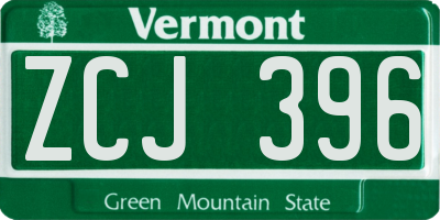 VT license plate ZCJ396