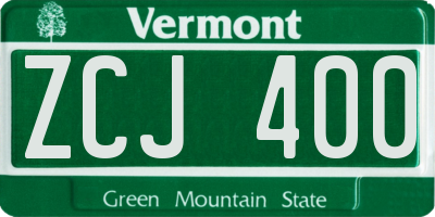 VT license plate ZCJ400