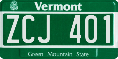 VT license plate ZCJ401