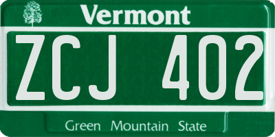 VT license plate ZCJ402
