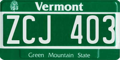 VT license plate ZCJ403