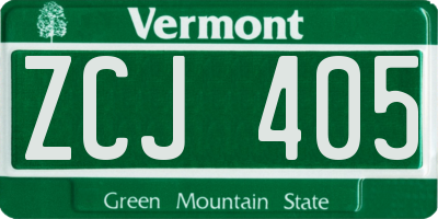 VT license plate ZCJ405