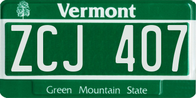 VT license plate ZCJ407