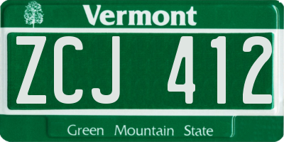 VT license plate ZCJ412