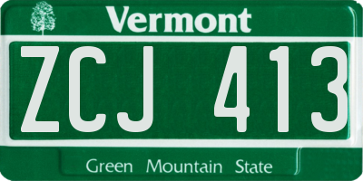 VT license plate ZCJ413