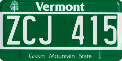 VT license plate ZCJ415