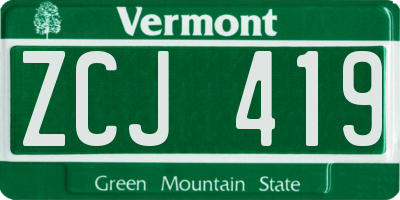 VT license plate ZCJ419