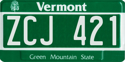 VT license plate ZCJ421