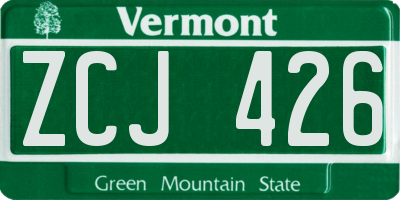 VT license plate ZCJ426