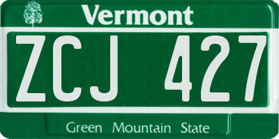 VT license plate ZCJ427