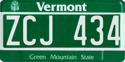 VT license plate ZCJ434