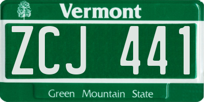 VT license plate ZCJ441