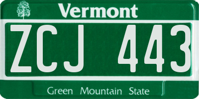 VT license plate ZCJ443