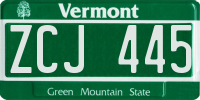 VT license plate ZCJ445