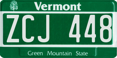VT license plate ZCJ448