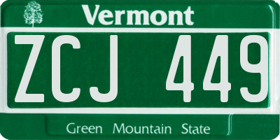 VT license plate ZCJ449